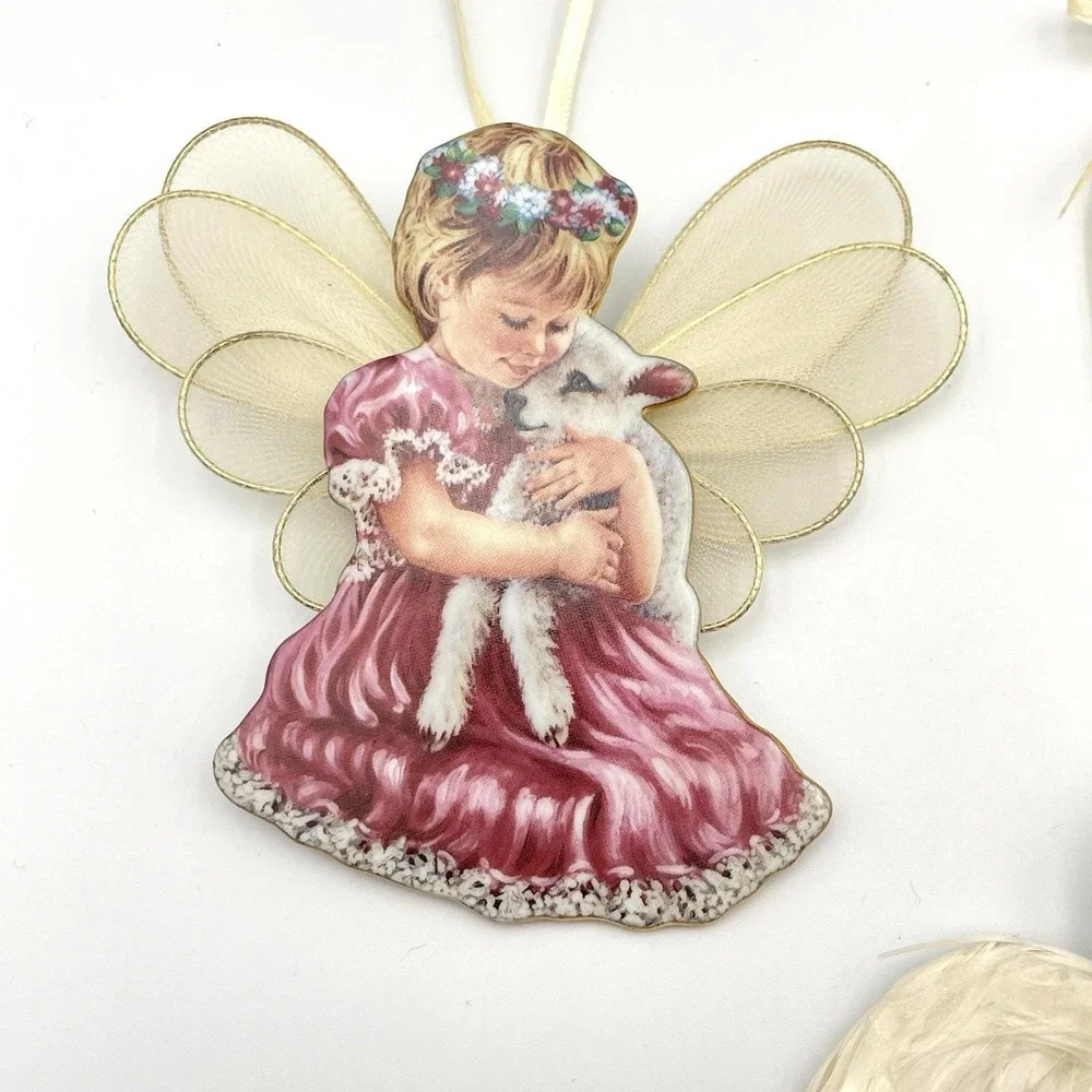 Vintage Bradford Editions Dona Gelsinger Angel Ornaments‎ 1990s Set of 3